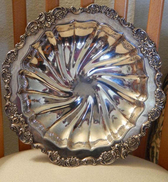 Wallace Antique Silver plate Holloware Baroque Round Serving Etsy