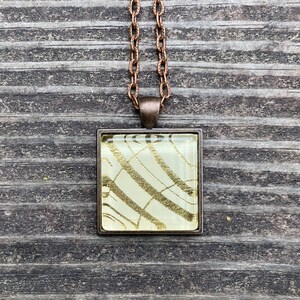 Cream and Gold Square Pendant