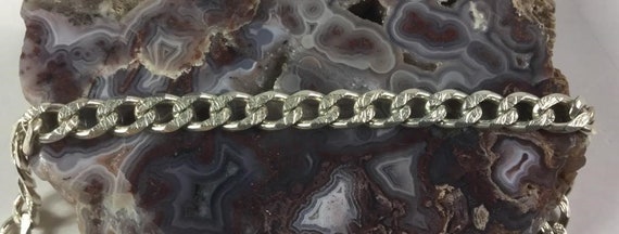 Sterling Silver Curb Link W/Diamond Cuts - image 4