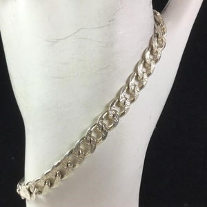 Sterling Silver Curb Link W/Diamond Cuts