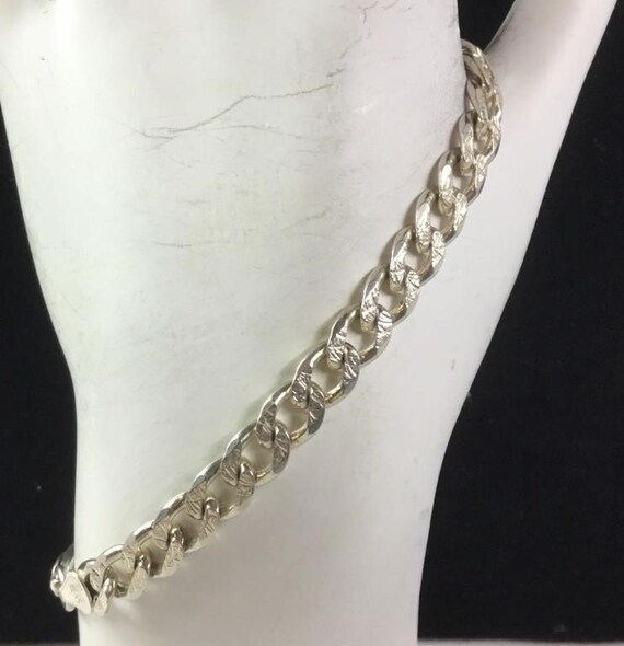 Sterling Silver Curb Link W/Diamond Cuts - image 1