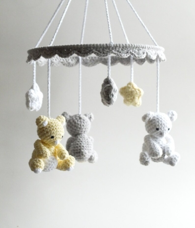 Teddy Bear Baby Mobile Newborn Crib Mobile Crochet Mobile Etsy