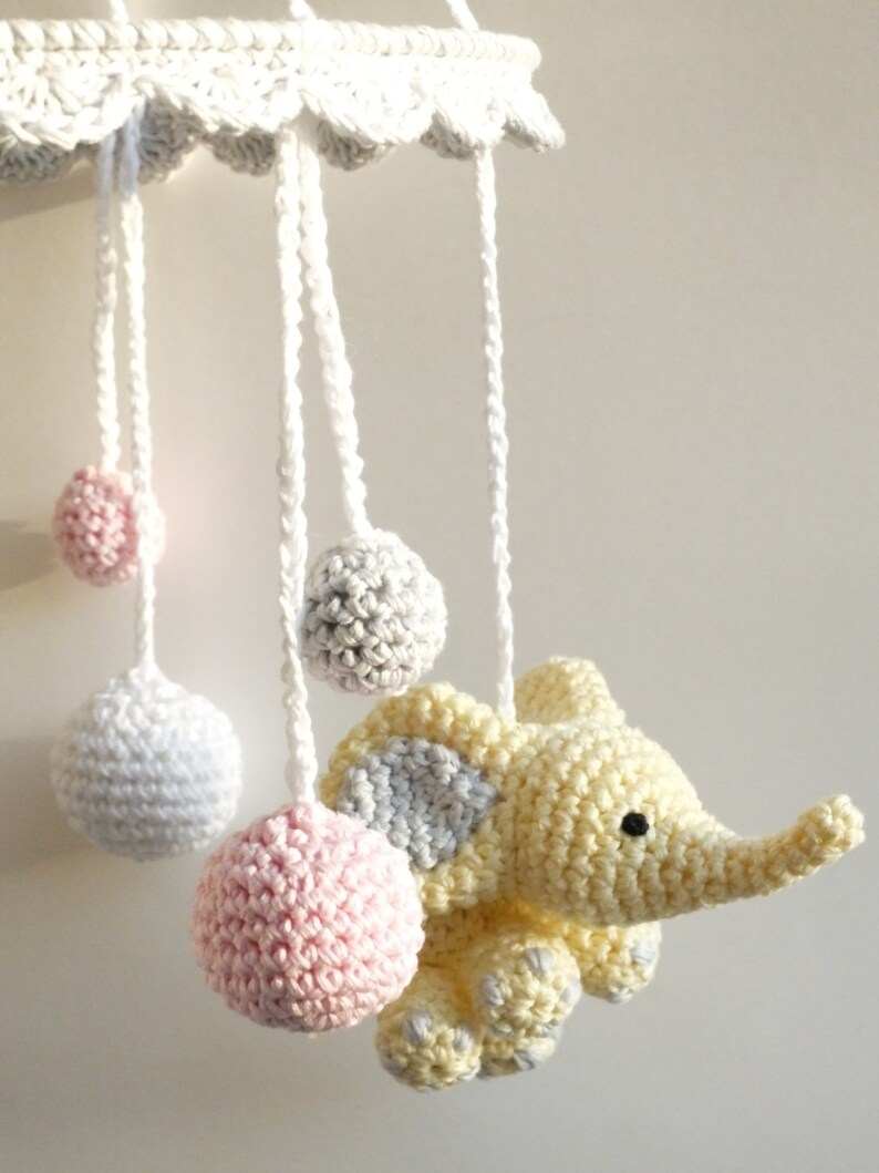 Baby Mobile Crochet Elephant Crochet Baby Gift Handmade Etsy