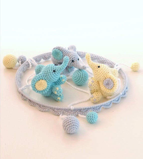 crochet elephant mobile