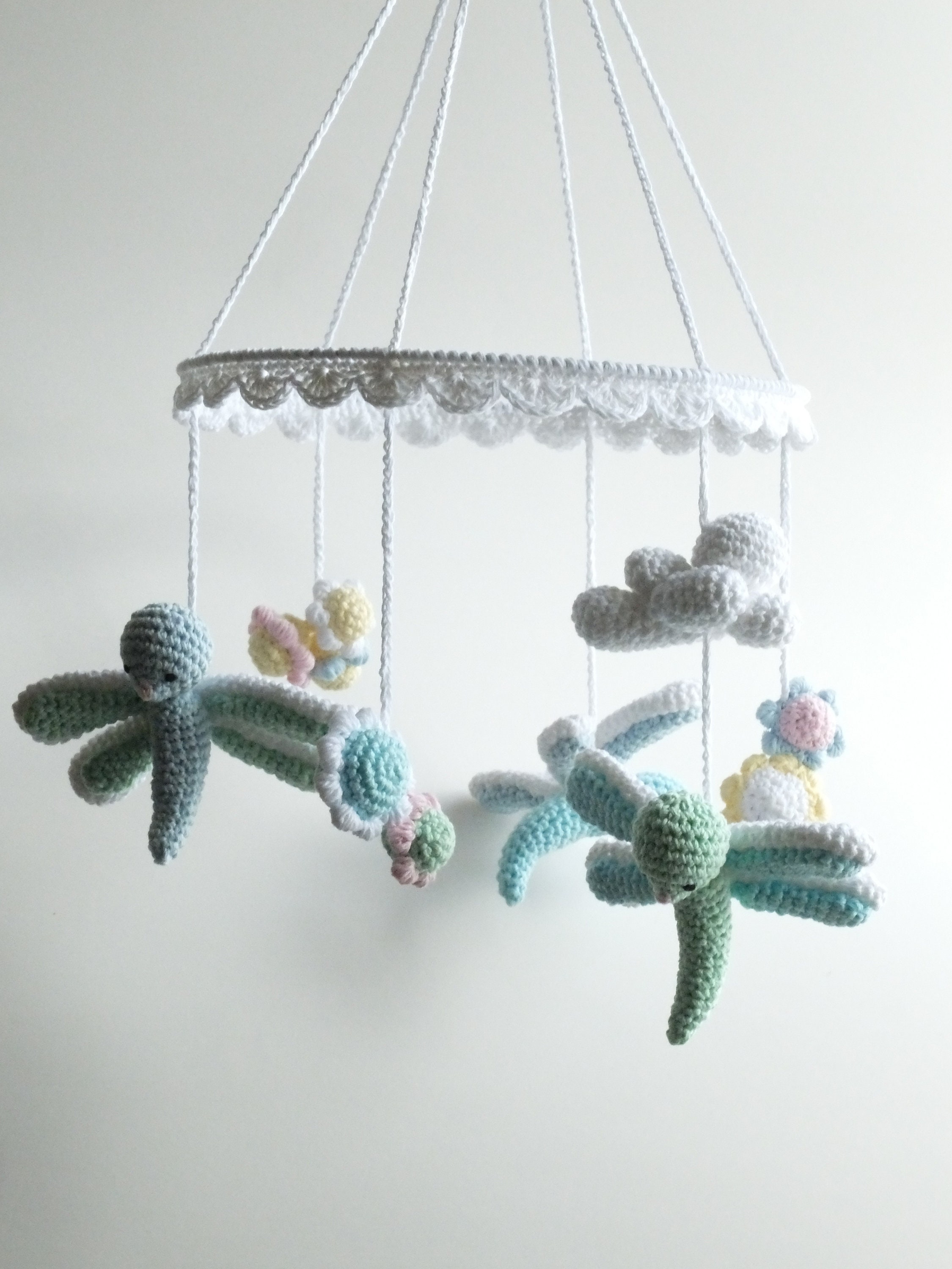 Baby Mobile Crochet Dragonfly Mobile Dragonfly Crib Mobile Etsy