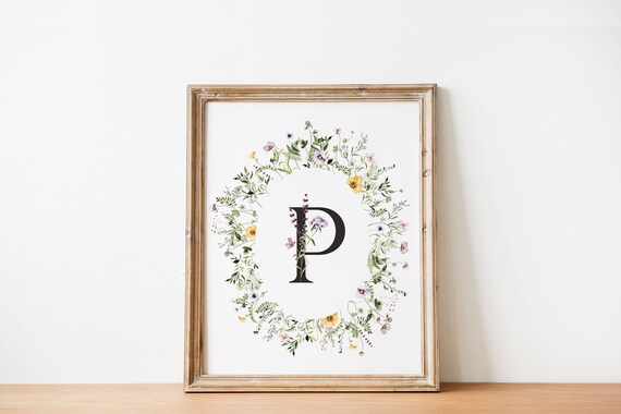 Name Sign Letter P Print Monogram Letter Wall Decor Letter