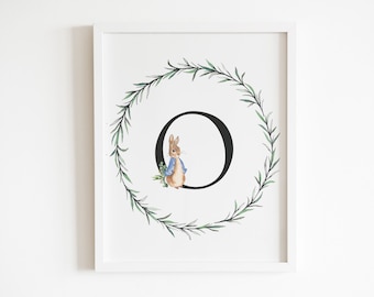 Druckbare Buchstabe O Wandkunst, Kinderzimmer Druck, Baby Zimmer Kunst, Beatrix Potter Kinderzimmer Dekor, Peter Rabbit, Buchstabe O Druck, Anfangsbuchstabe