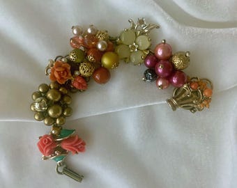 Vintage Rhinestone Link Bracelet: Repurposed Earring Charms