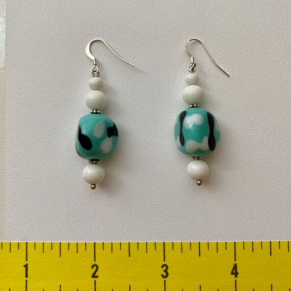 Vintage Japanese Glass Bead Earrings, Turquoise A… - image 4