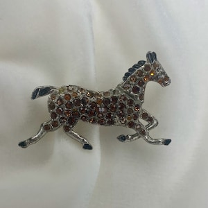 Whimsical Vintage Horse Brooch, Thoroughbred Rhinestone Brooch, Animal Pin, Western Style, Rodeo Pin, Figural Brooch