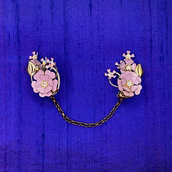 Sweater Clips from Vintage Earrings, Lavender Ena… - image 3