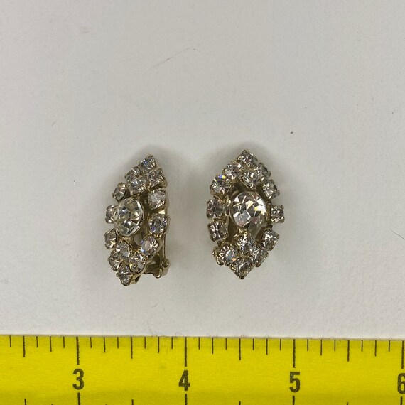 Vintage Marquise Shaped Earrings, Clear Rhineston… - image 8