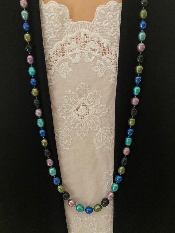 Vintage Multicolored Faux Pearl Necklace, 1970s N… - image 3