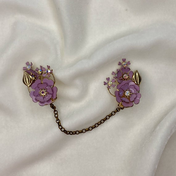 Sweater Clips from Vintage Earrings, Lavender Ena… - image 2