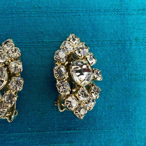 Vintage Marquise Shaped Earrings, Clear Rhineston… - image 7