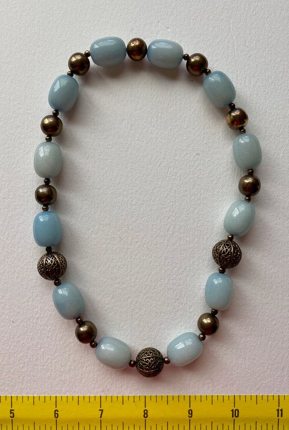 Vintage Pale Blue Lucite and Silver Tone Filigree… - image 7