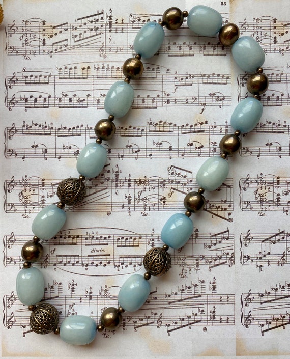 Vintage Pale Blue Lucite and Silver Tone Filigree… - image 6