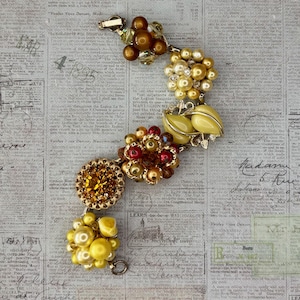 Vintage Rhinestone Link Bracelet: Reclaimed Yellow Gold Jewelry