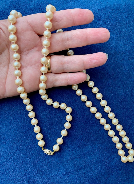 Vintage Madeira Pearl Necklace, Cream Faux Pearl N