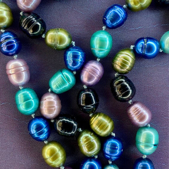 Vintage Multicolored Faux Pearl Necklace, 1970s N… - image 7