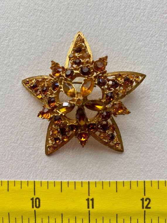 Vintage Topaz Rhinestone and Gold Tone Rhinestone… - image 1