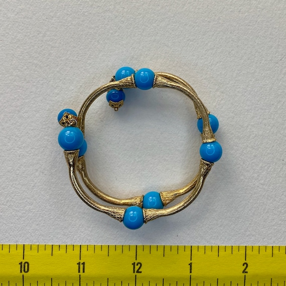 Vintage Gold Tone and Turquoise Bead Wrap Bracele… - image 10