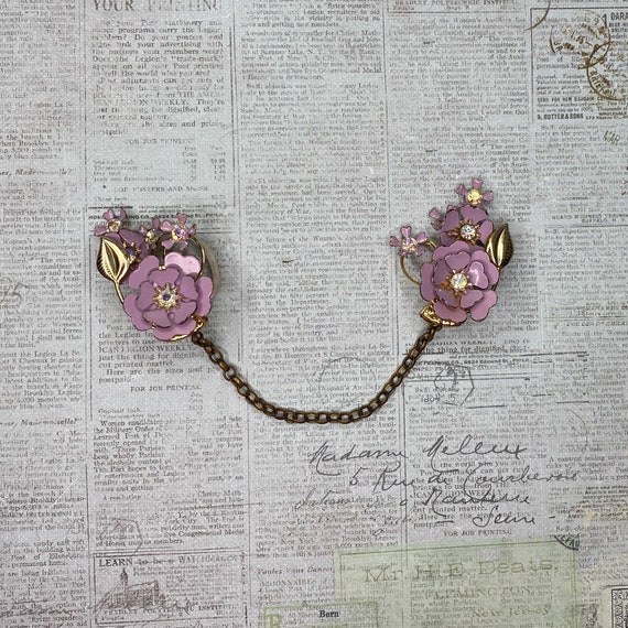 Sweater Clips from Vintage Earrings, Lavender Ena… - image 5
