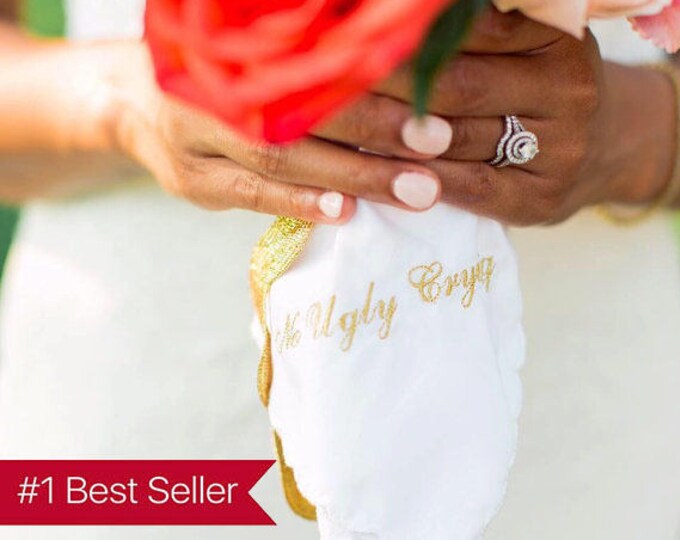 Perfect Bridesmaid Gift Set of 7 No Ugly Crying™ Handkerchief  Scallopped edge your choice of color.