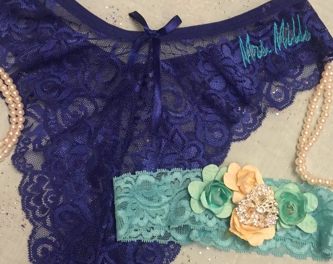 Wedding lingerie, panties, personalized with 1 to 4 words.