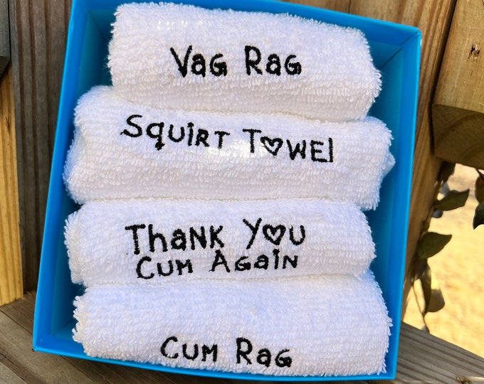 Custom Sex Rag Set of 4. Your Choice of Designs - Valentines Gift- Gift Box Included