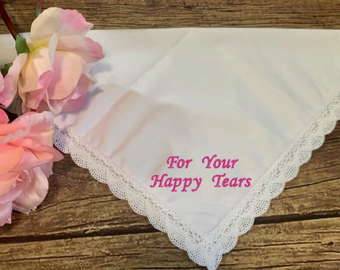 For Your Happy Tears Lace Handkerchief 100% Bamboo- Very Soft- Your Choice of Thread Color