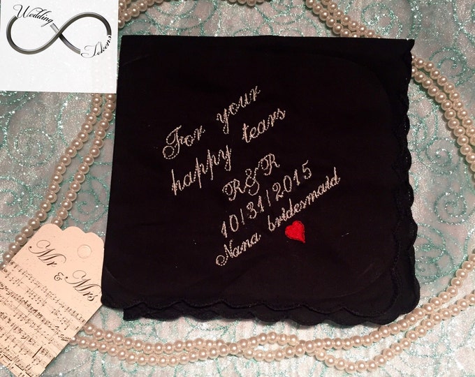 Bridesmaid wedding handkerchief black
