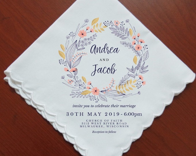 Personalized Wedding Invitation Handkerchiefs by Wedding Tokens