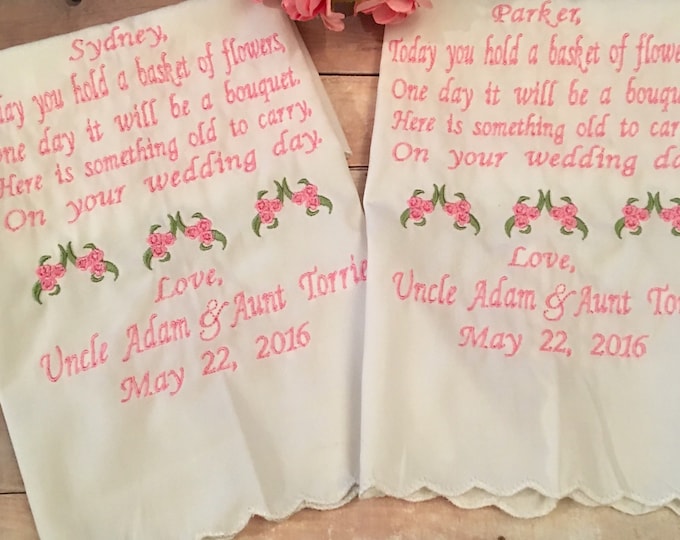 Flower girl gift- wedding handkerchief- something old