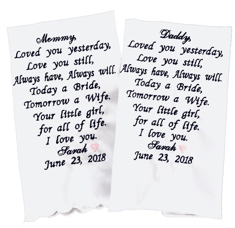 Mother and Father of the Bride Wedding Handkerchief Set