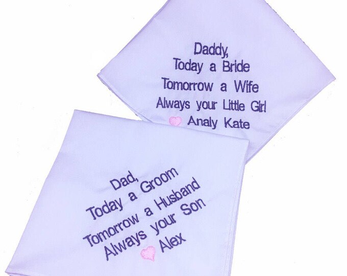 Father of the Bride and Father of the Groom wedding handkerchief gift set