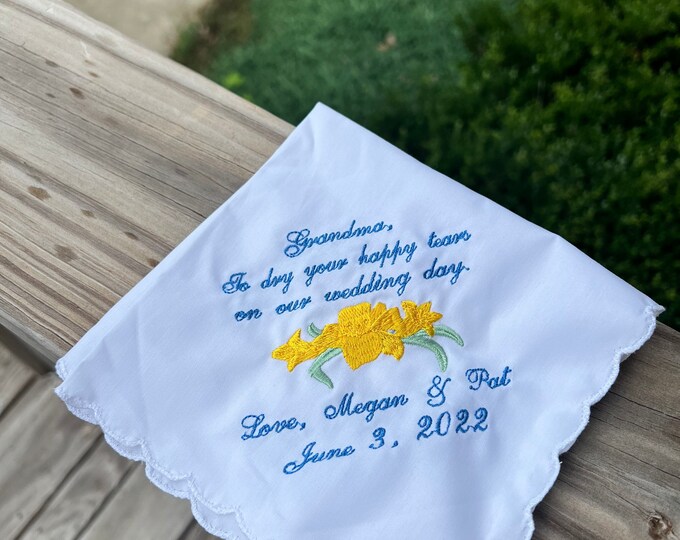 Grandma wedding handkerchief- wedding gift-Happy Tears
