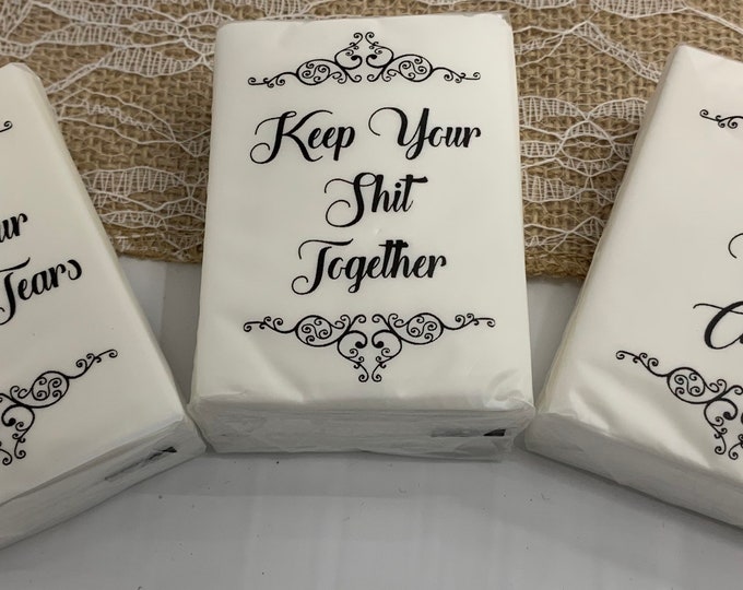 Tiny Tissue Packets- Set of 10- Your Choice of Design by Wedding Tokens