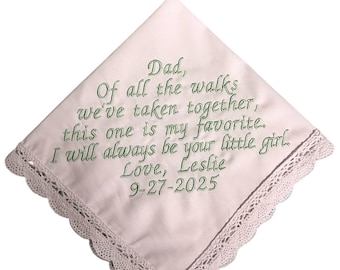 Father of the Bride Wedding Handkercheif Embroidered