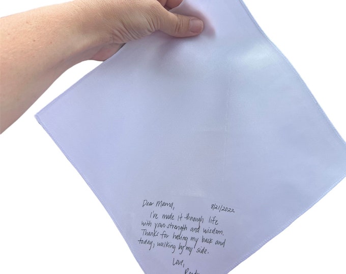 Handwritten Handkerchief - Custom Handkerchief Printed with your handwritten note