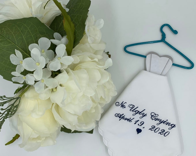 No Ugly Crying Wedding Handkerchief With an Added Hanger