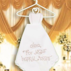 Para lágrimas felices pañuelo de boda bordado por fichas de boda: regalo perfecto de dama de honor