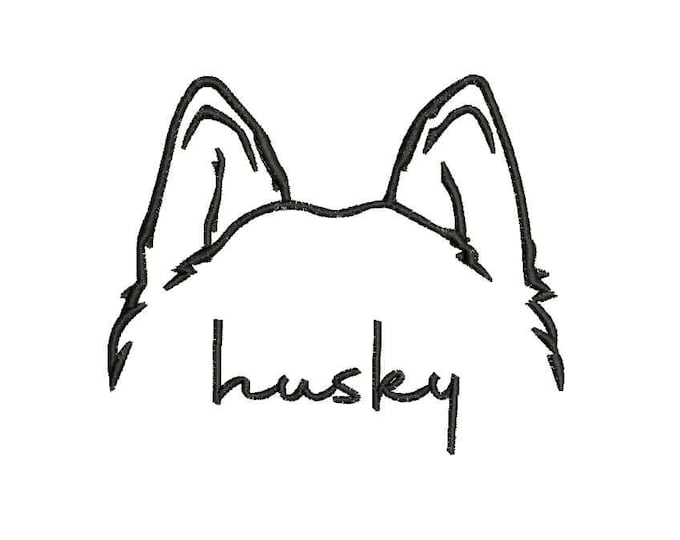 Husky Dog Ears Embroidery Design