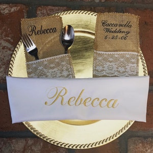 Soportes de cubiertos personalizados bordados por wedding tokens-Place Setting