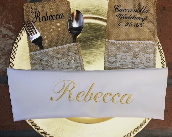Personalized Silverware Holders Embroidered by Wedding Tokens-Place Setting