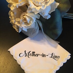 Listo para enviar- Suegra Pañuelo de boda por fichas de boda