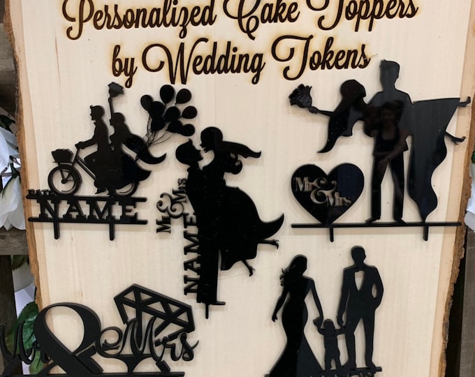 Custom Wedding Cake Topper by Wedding Tokens - Your Choice of Design. Made with Acrylic