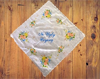 No Ugly Crying Wedding Handkerchief by Wedding Tokens- Perfect Bridesmaid Gift