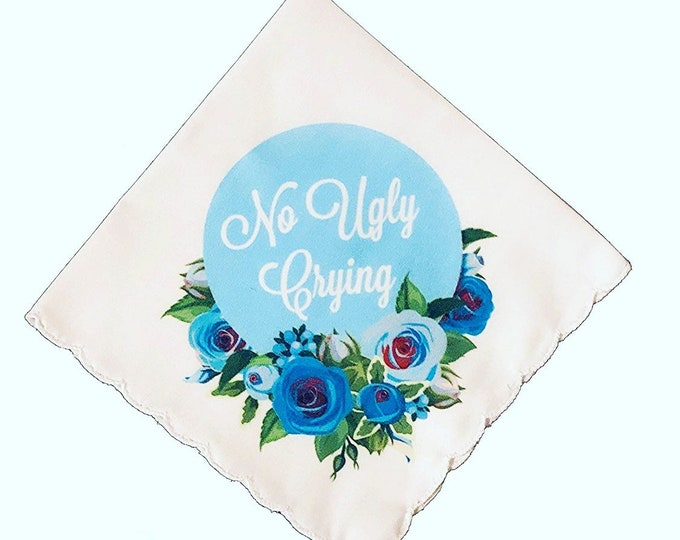 Something Blue Wedding Handkerchief by Wedding Tokens- No Ugly Crying Handkerchief- Bride Gift- Ready To Ship