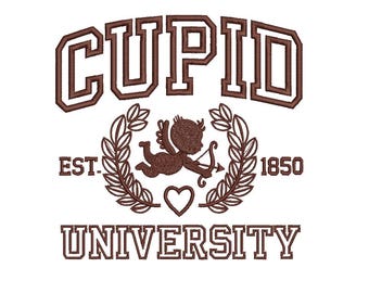 Cupid University Embroidery Design